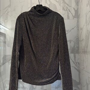 White House Black Market Metallic Long Sleeve Top, S - L, Ruched on sides